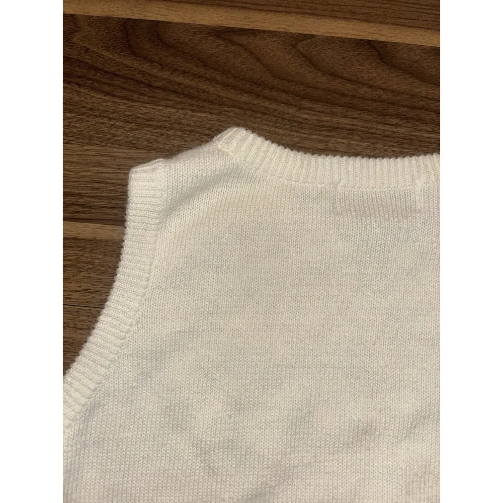 Casual Corner Cream Sweater Vest 80s 90s Cotton Ramie Women's